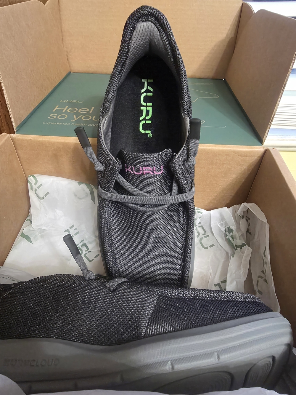 KURU Black Mesh Slip-On Lace Athletic Shoe